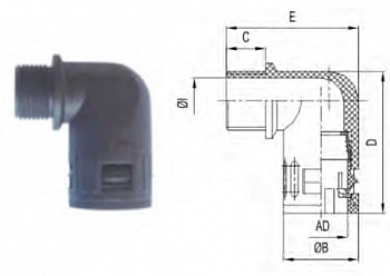 Фитинг угловой M27/AD28.5, арт. WQW-M27G/AD28.5