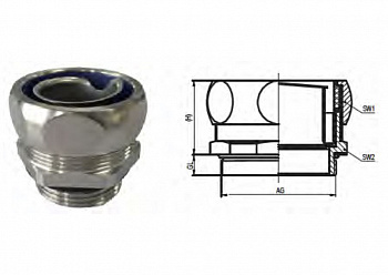 Фитинг прямой M20 для металлорукава экранированного, арт. DPJW1-15-M20
