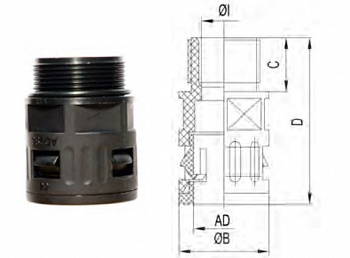 Фитинг прямой PG16/AD21.2, арт. WQG-P16G/AD21.2