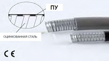 Защитный гофрорукав из оцинкованной стали ID20 с гладкой ПУ оболочкой, арт. JSB-PU-20B